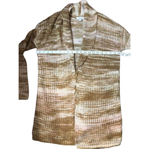 Loft Chunky Knit Open Cardigan long line soft Marbled Camel and white - Picture 6 of 9